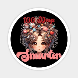 100 Days Smarter Girls Messy Bun Hair nurse Of School Magnet